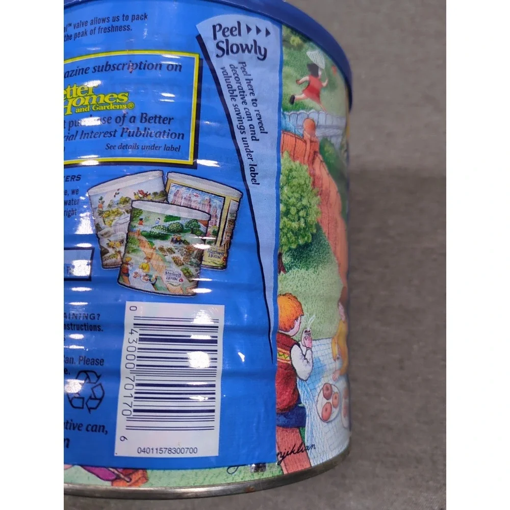 Vtg Maxwell House Coffee Large Tin Can wLid Artist Teddy Edinjiklian Spring 2005